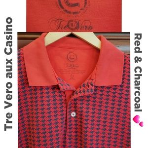 Polo shirt, red & charcoal, size X-Large